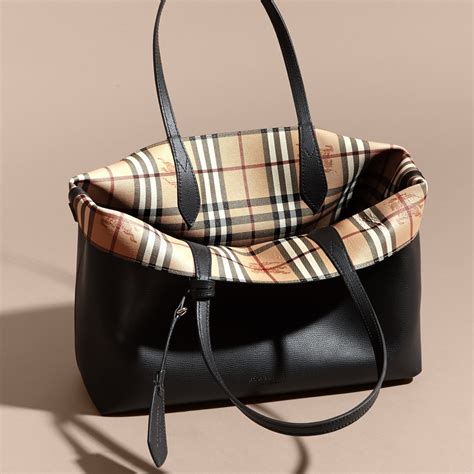 burberry purse interior pocket zipper|Medium Field Tote in Black/calico .